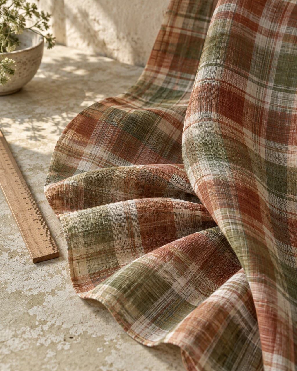 Madras check yardage